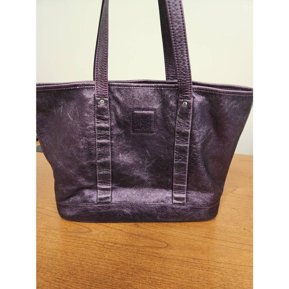 Longchamp Shoulder Handbag Tote purple Genuine Leather Rhinestone Large (PF)